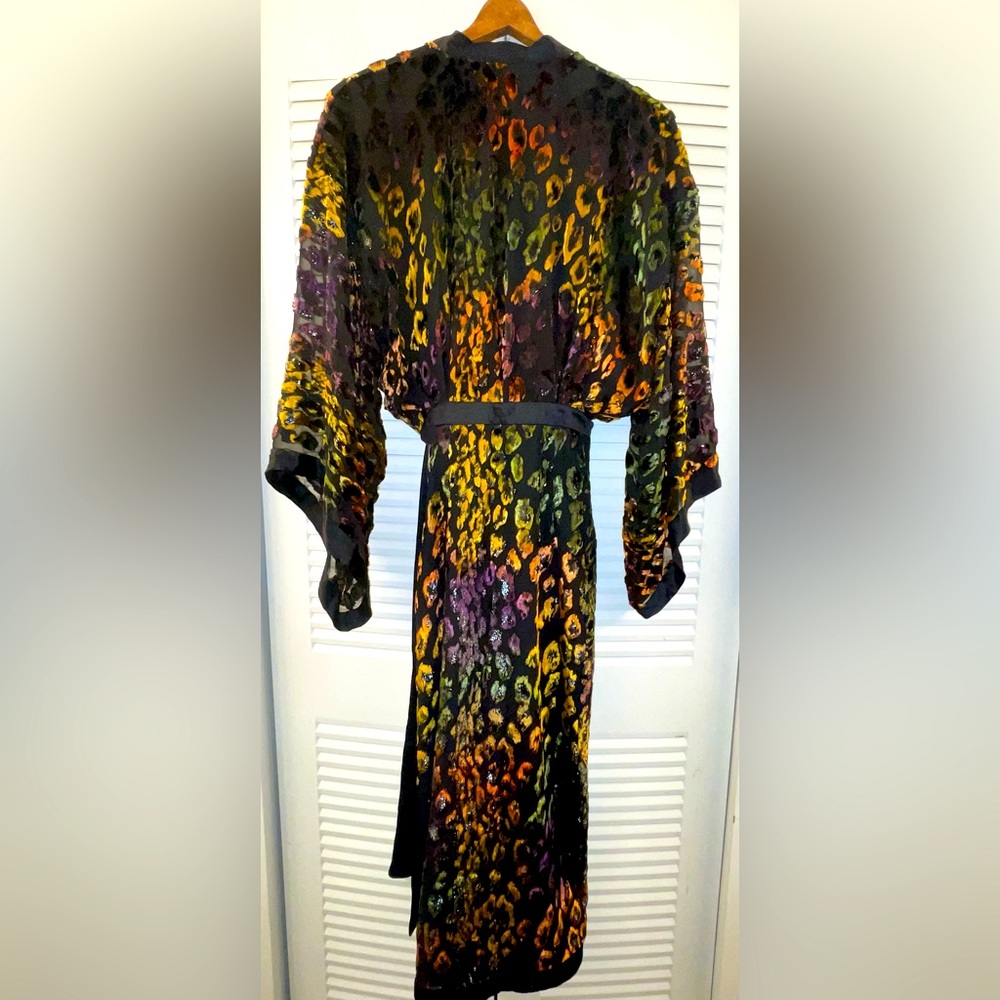 Saloni Saki wrap up effect metallic devoré-velvet midi dress - Picture 4 of 8